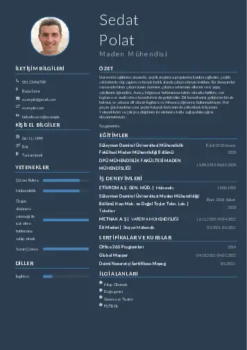 Maden Mühendisi Cv Örnekleri cv indir